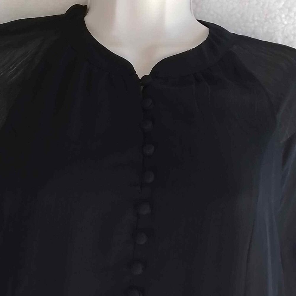 JOIE Chiffon Mini Dress Size Small‎ in Black w/ Balloon Sleeves - Picture 3 of 14
